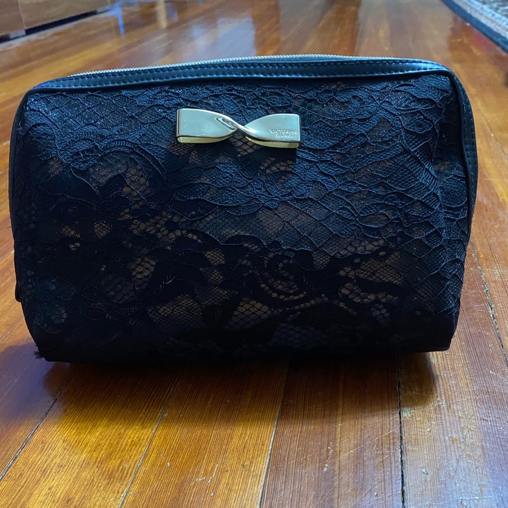 Victoria's Secret black lace make up bag